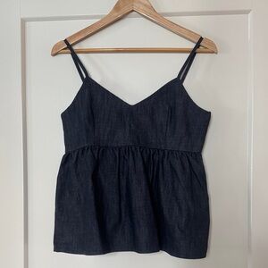 Sleeveless Dark Denim Peplum Cami Tank Top